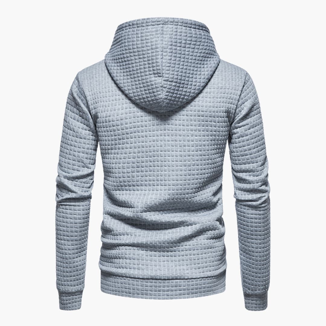 Men’s Hoodie – Quilted Texture – White Casual Fit