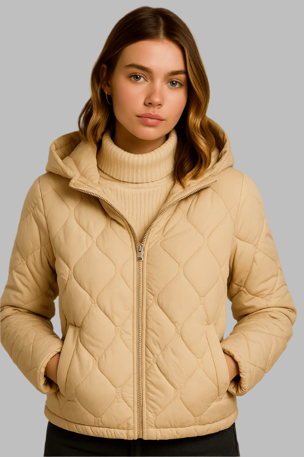 Puffer Jacket – Quilted Hooded Design – Lightweight Winter Warmth