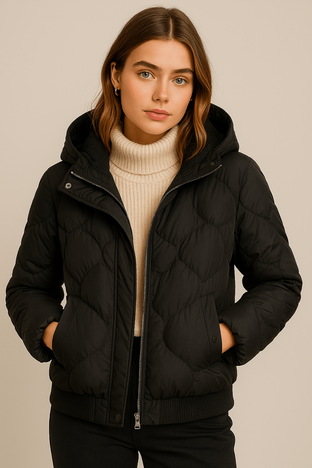 Puffer Jacket – Quilted Hooded Design – Lightweight Winter Warmth