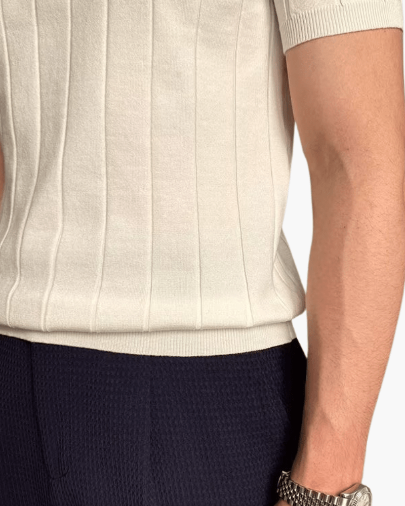 Ribbed Polo Shirt – Slim Fit – Retro-Inspired Cotton Knit