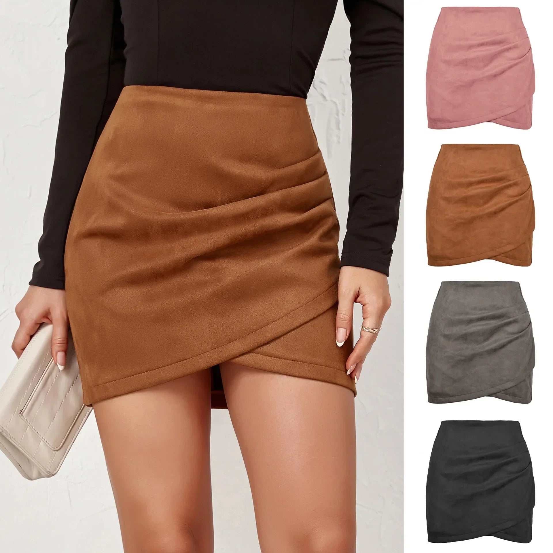 Mini Skirt – Faux Suede Finish – Elegant Night-Out Look