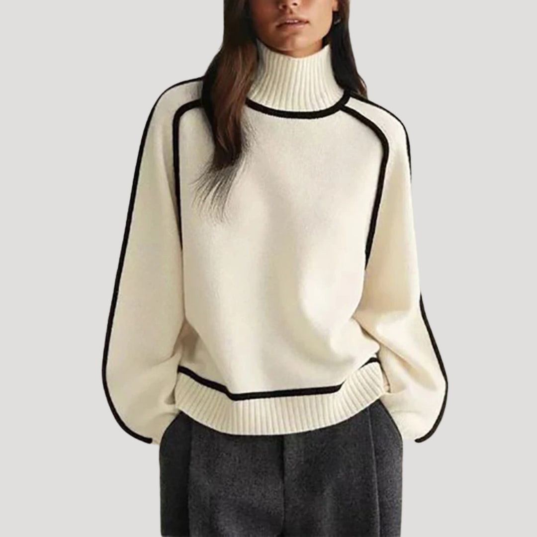 Turtleneck Sweater – Contrast Trim – Elegant Winter Staple