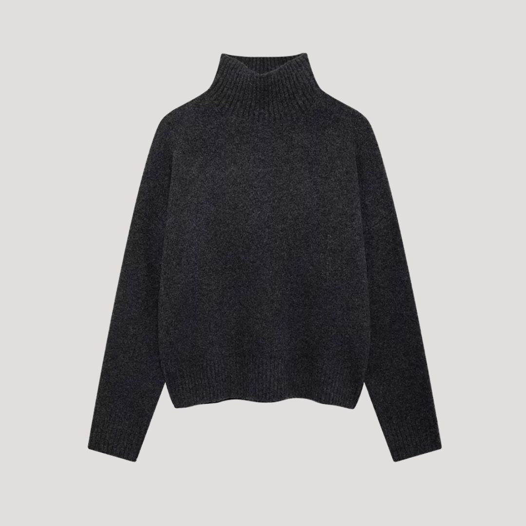 Turtleneck Sweater – Ribbed Knit – Charcoal Winter Basic