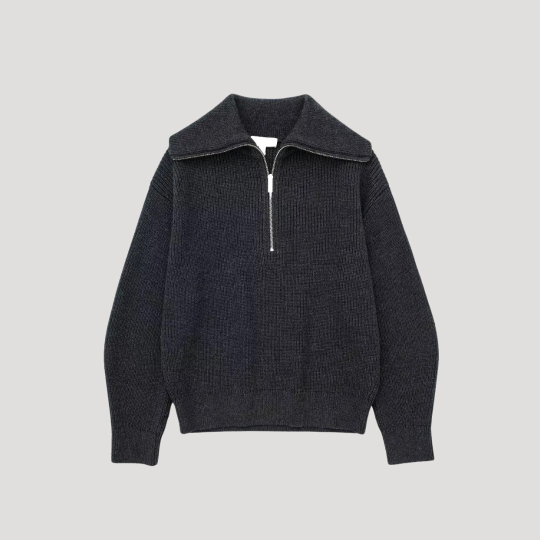 Zip-Up Sweater – Ribbed Knit – Unisex Casual Style