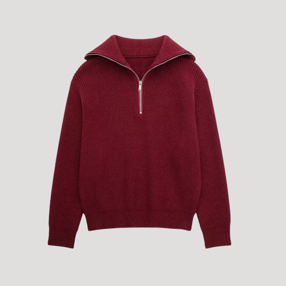 Zip-Up Sweater – Ribbed Knit – Unisex Casual Style