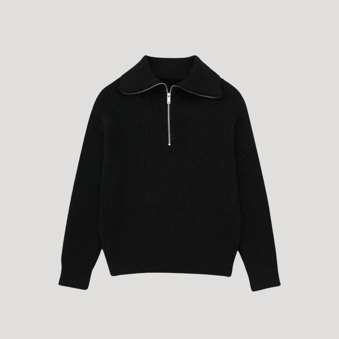 Zip-Up Sweater – Ribbed Knit – Unisex Casual Style