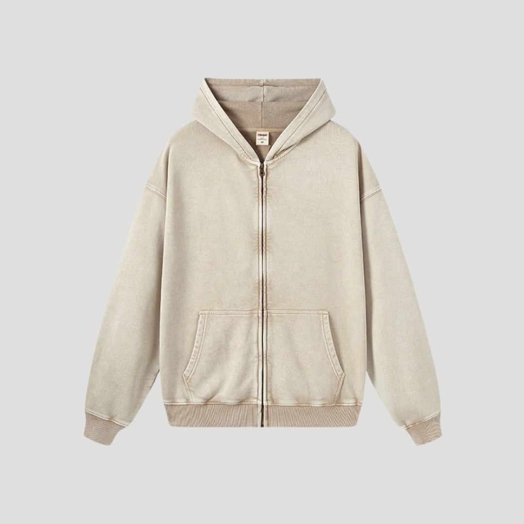 Men’s Zip-Up Hoodie – Vintage Red – Casual Everyday Fit