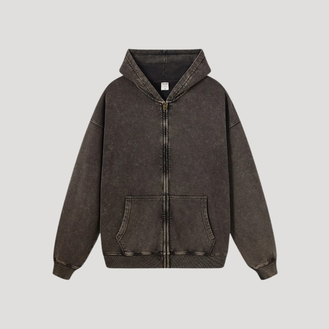 Men’s Zip-Up Hoodie – Vintage Red – Casual Everyday Fit