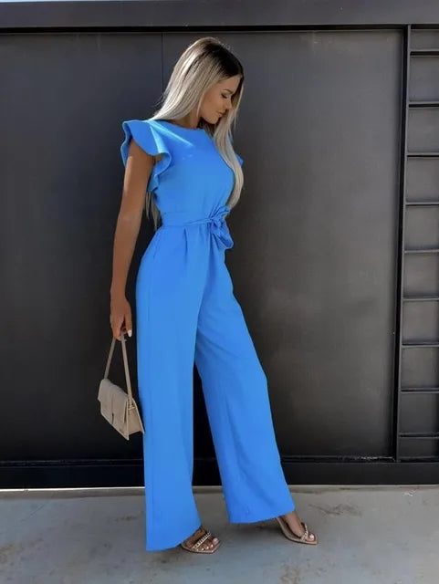 Wide-Leg Jumpsuit – Ruffle Sleeves – Effortless Chic Style