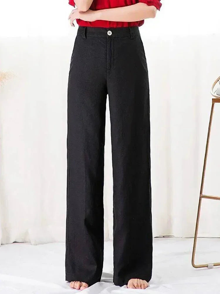 Wide Leg Linen Pants – High Waist