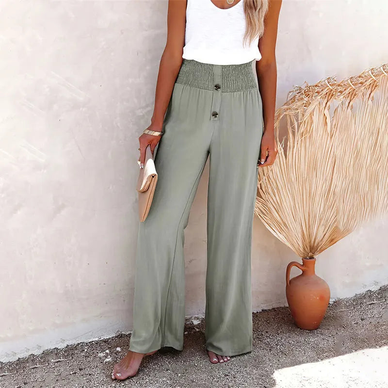 Wide Leg Trousers – Cotton Linen Blend