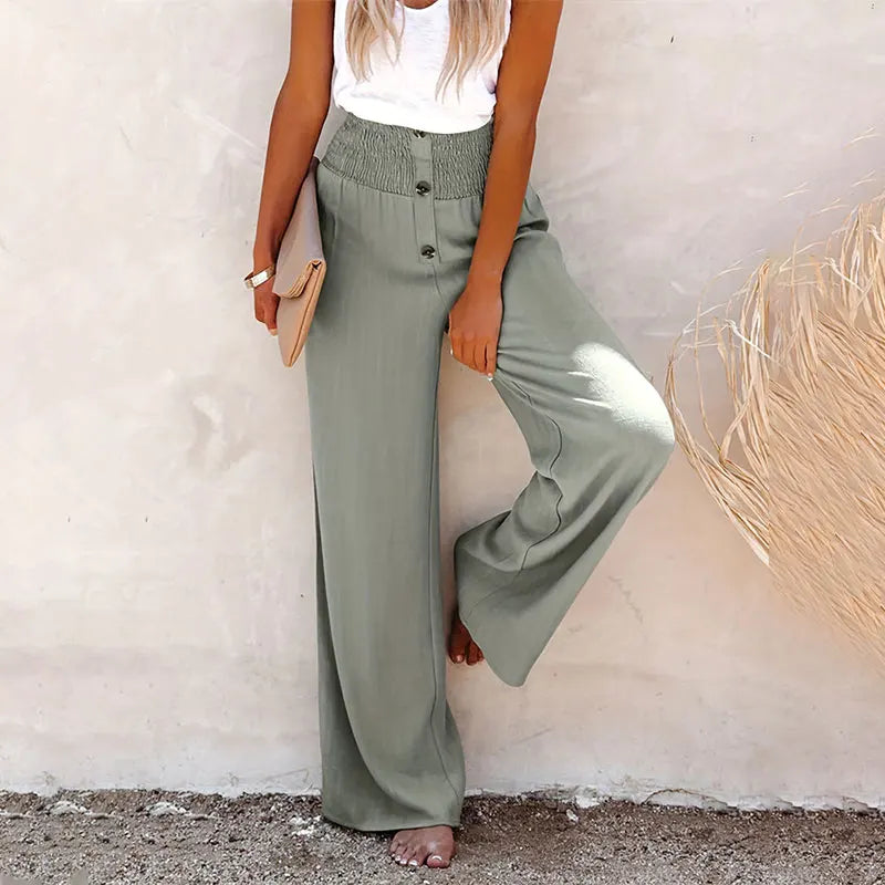 Wide Leg Trousers – Cotton Linen Blend
