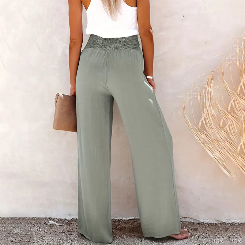 Wide Leg Trousers – Cotton Linen Blend