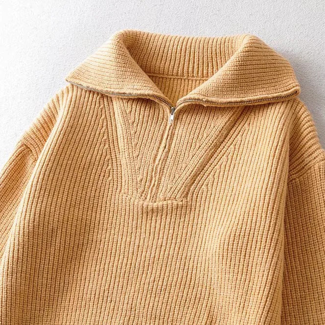 Knit Sweater – Half-Zip & Ribbed – Relaxed Winter Fit