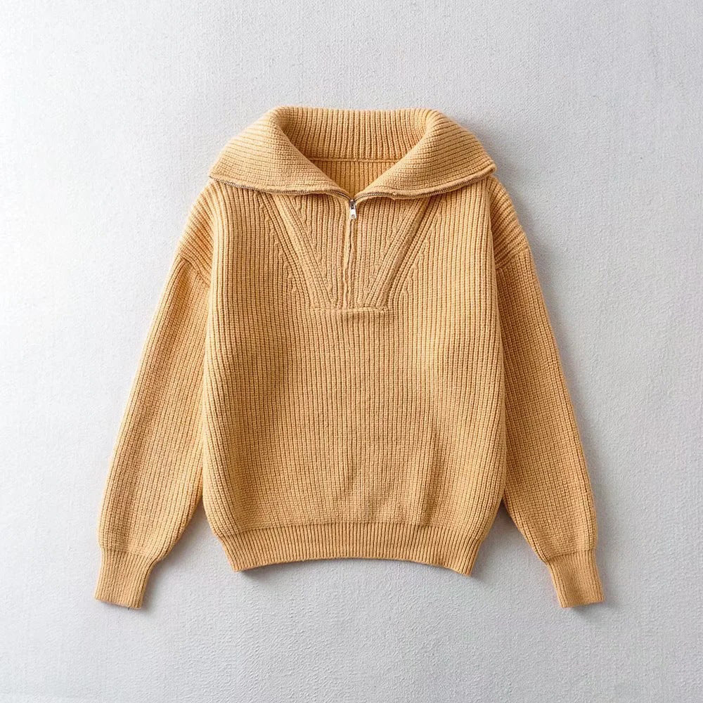 Knit Sweater – Half-Zip & Ribbed – Relaxed Winter Fit