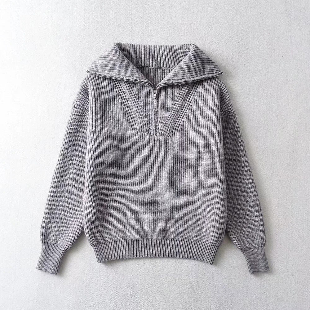 Knit Sweater – Half-Zip & Ribbed – Relaxed Winter Fit