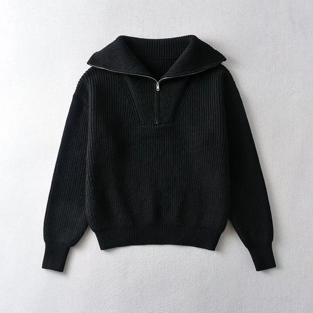 Knit Sweater – Half-Zip & Ribbed – Relaxed Winter Fit