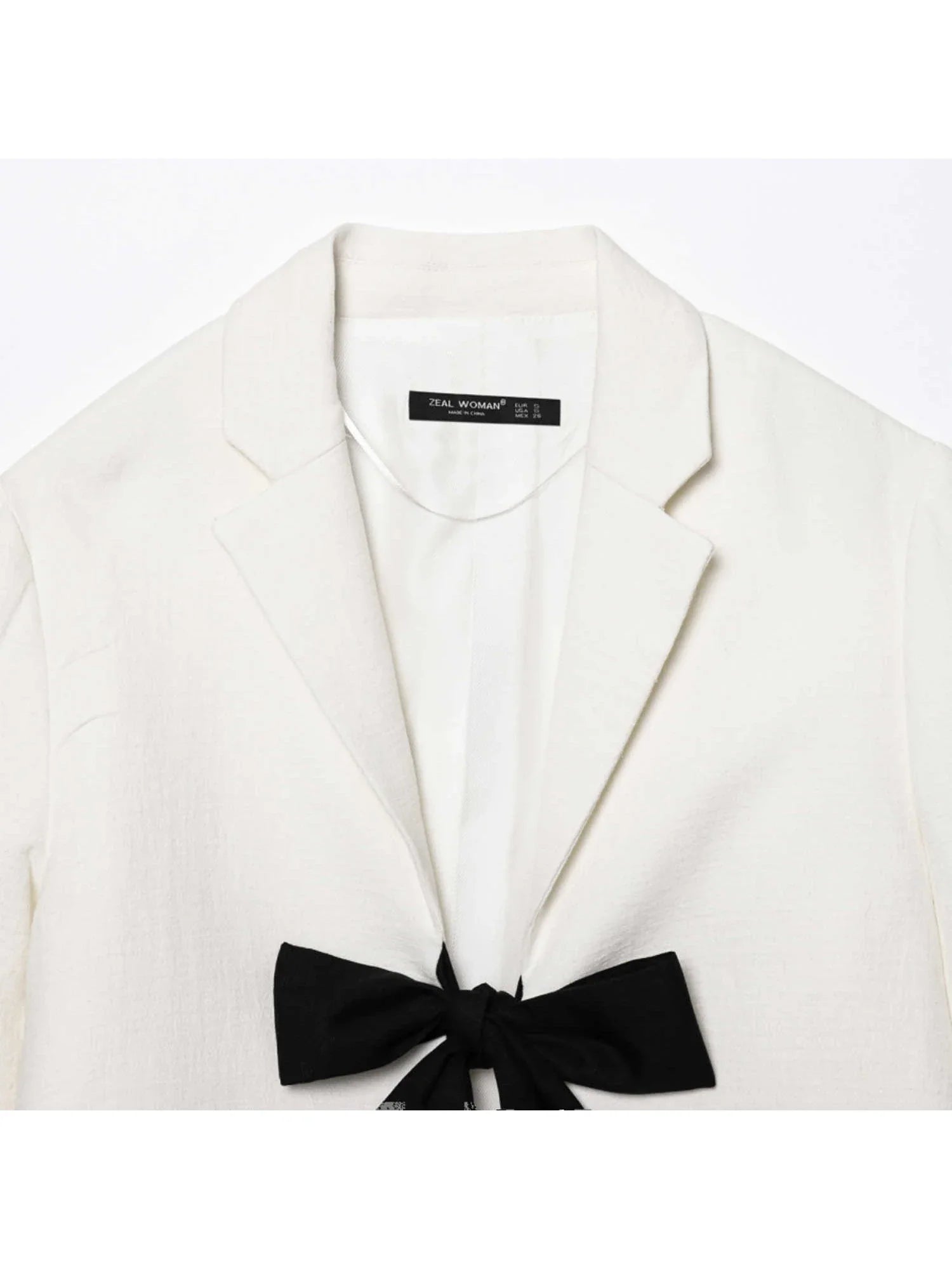 Women's Cropped Blazer Cotton with Bow Detail