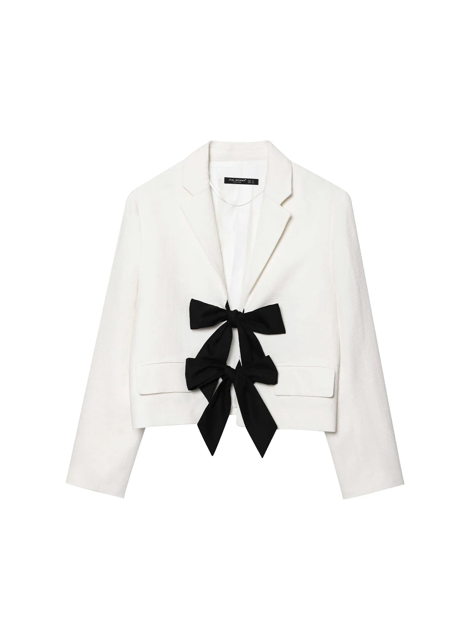 Women's Cropped Blazer Cotton with Bow Detail