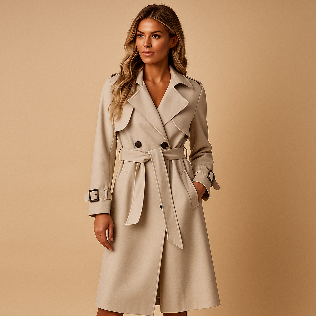 Women's Elegant Long Winter Coat with Double Buttons