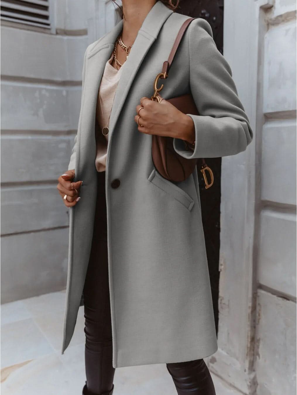 Women's Wool Long Coat - Elegant Winter Coat for Women