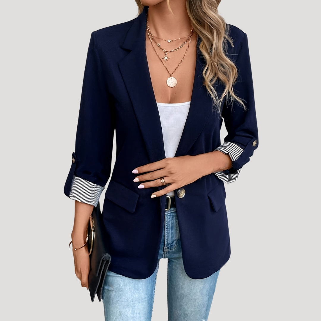 Women's classic tailored blazer with roll-up sleeves