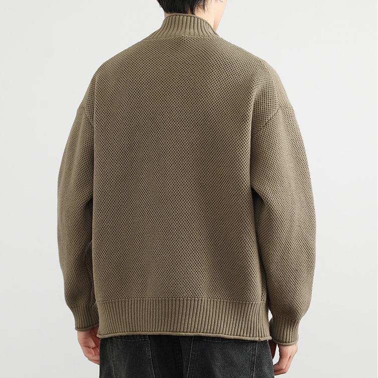 Zip-Up Cardigan – Textured Knit – Smart Casual Essential