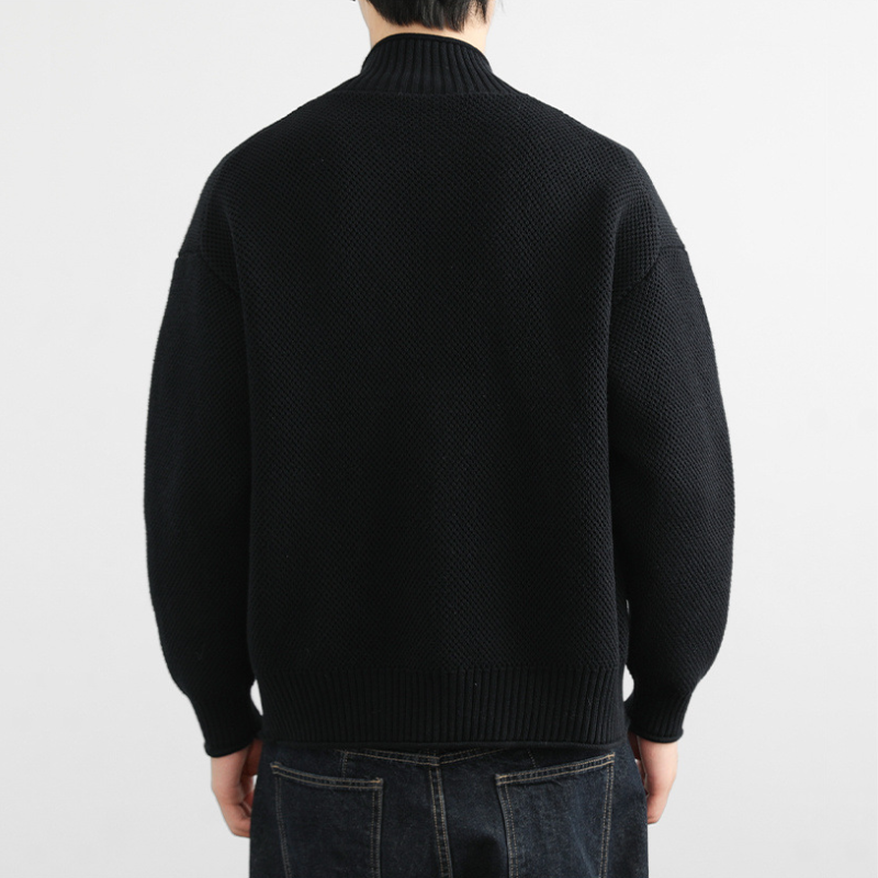 Zip-Up Cardigan – Textured Knit – Smart Casual Essential