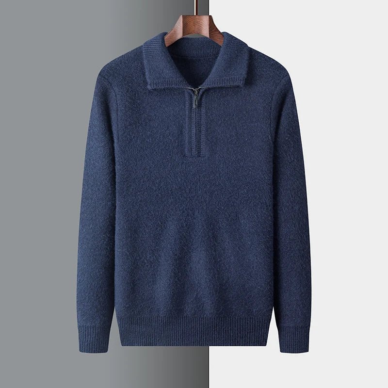 Men’s Wool Half-Zip Sweater – Sand Knit – Classic Smart Casual Style