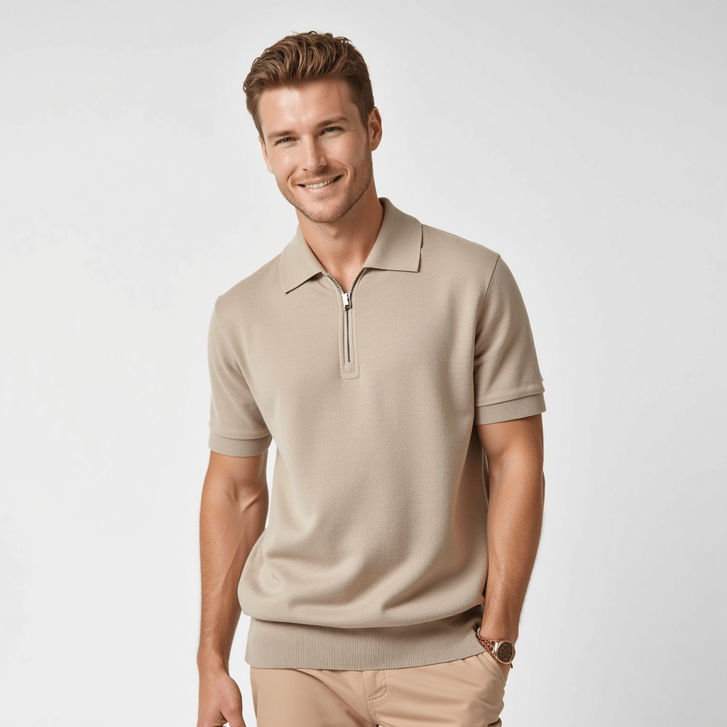 Zip Polo Shirt – Soft Knit – Modern Smart Casual Look
