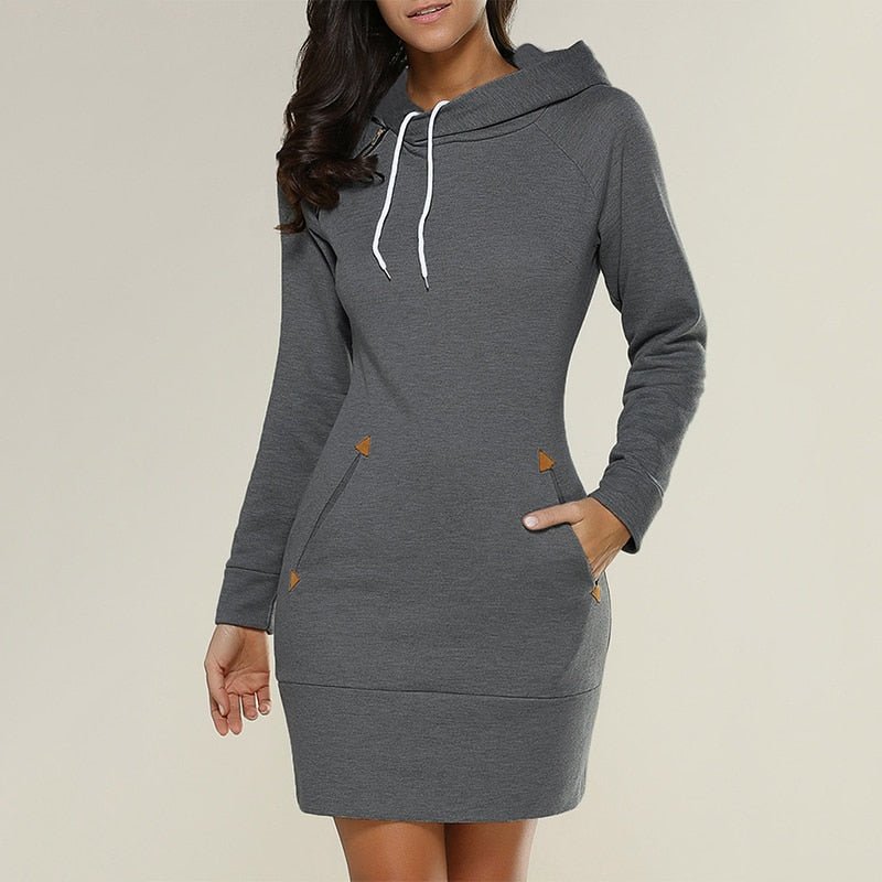 Sweater Dress – Hooded Style – Casual Everyday Look